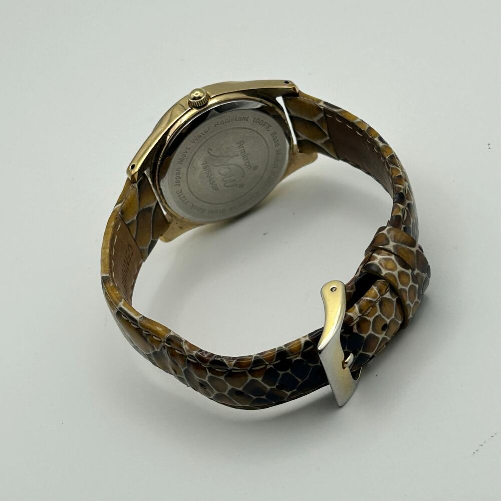 Armitron Gold Mother Pearl Snake Print Leather Women’s Watch - Picture 5 of 8